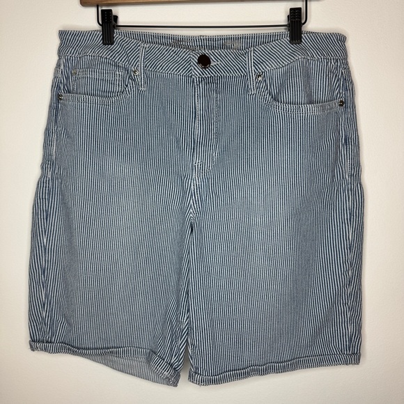 Seven7 Blue Striped Shorts - Picture 1 of 4